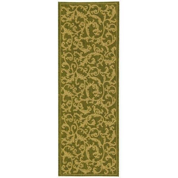 2 Ft. - 4 In. X 6 Ft. - 7 In. Runner- Indoor - Outdoor Courtyard Olive Natural Machine Made Rug, Safavieh, Mfr#: CY2653-1E06-27
